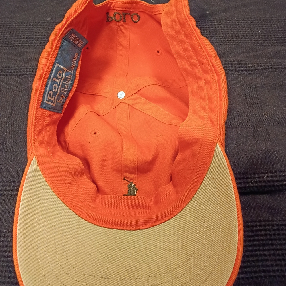 Ralph Lauren Orange Baseball Cap with Green Polo Logo - Picture 4 of 4